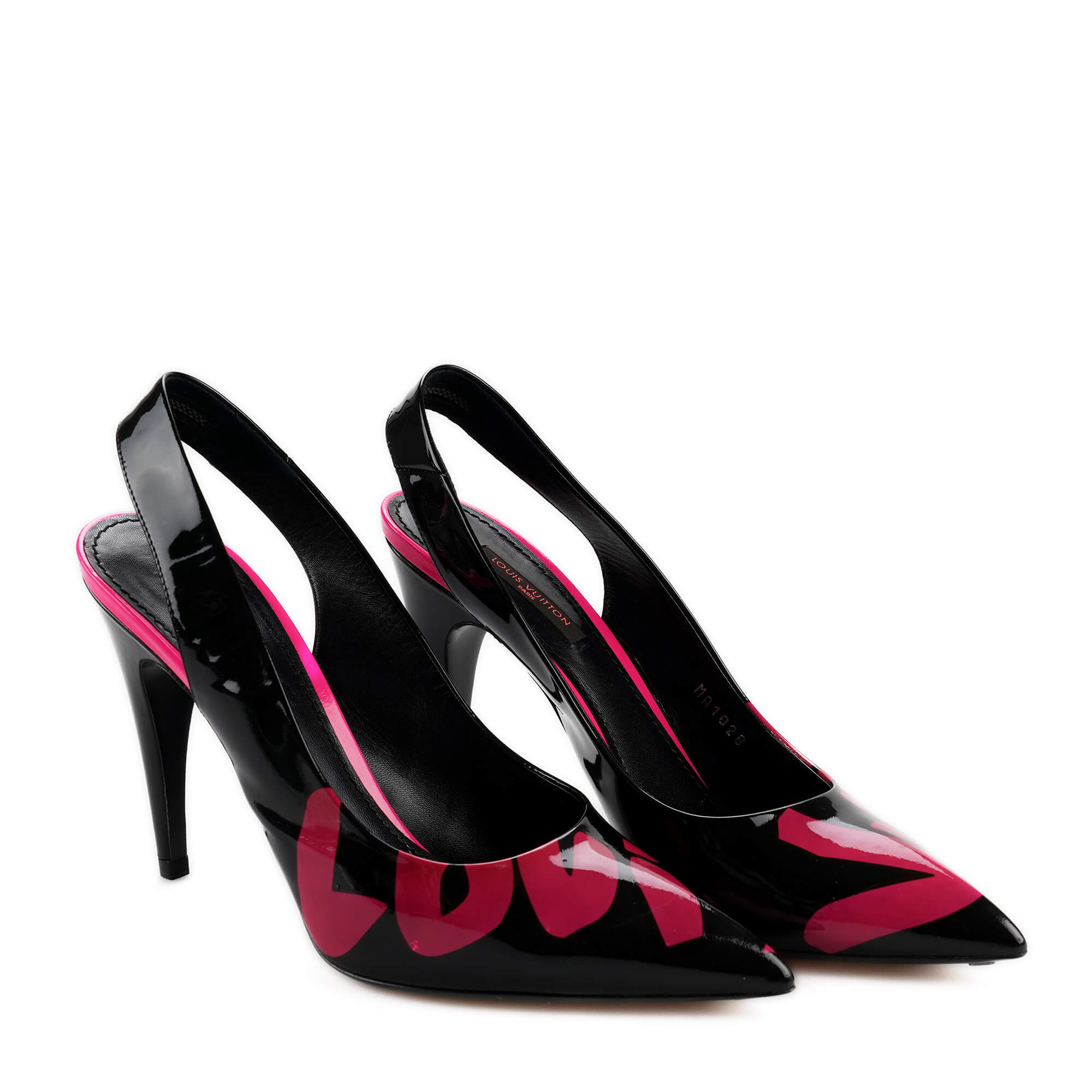 Louis Vuitton - Black Patent Leather Stephen Sprouse Graffiti Slingback Pumps/39